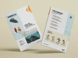 Brochure, éco-conçue pour l'identité visuelle O'rentees, Format A4 ouvert 