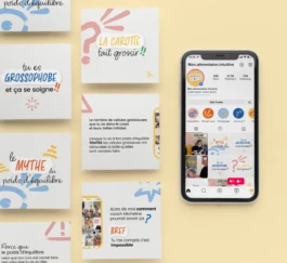 Création du post instagram, utilisation de la charte graphique et des pictogrammes 