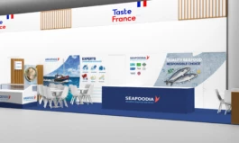 Stand éco conçu pour un Salon étranger. identité visuelle de seafoodia